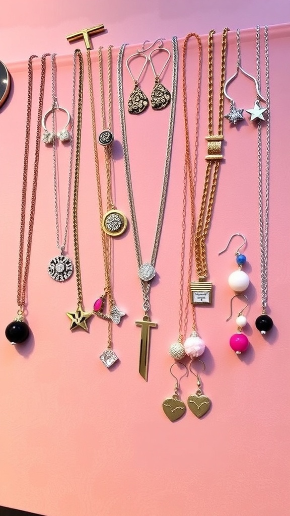 A collection of stylish jewelry for teenage girls, including necklaces, bracelets, and earrings on a velvet background.